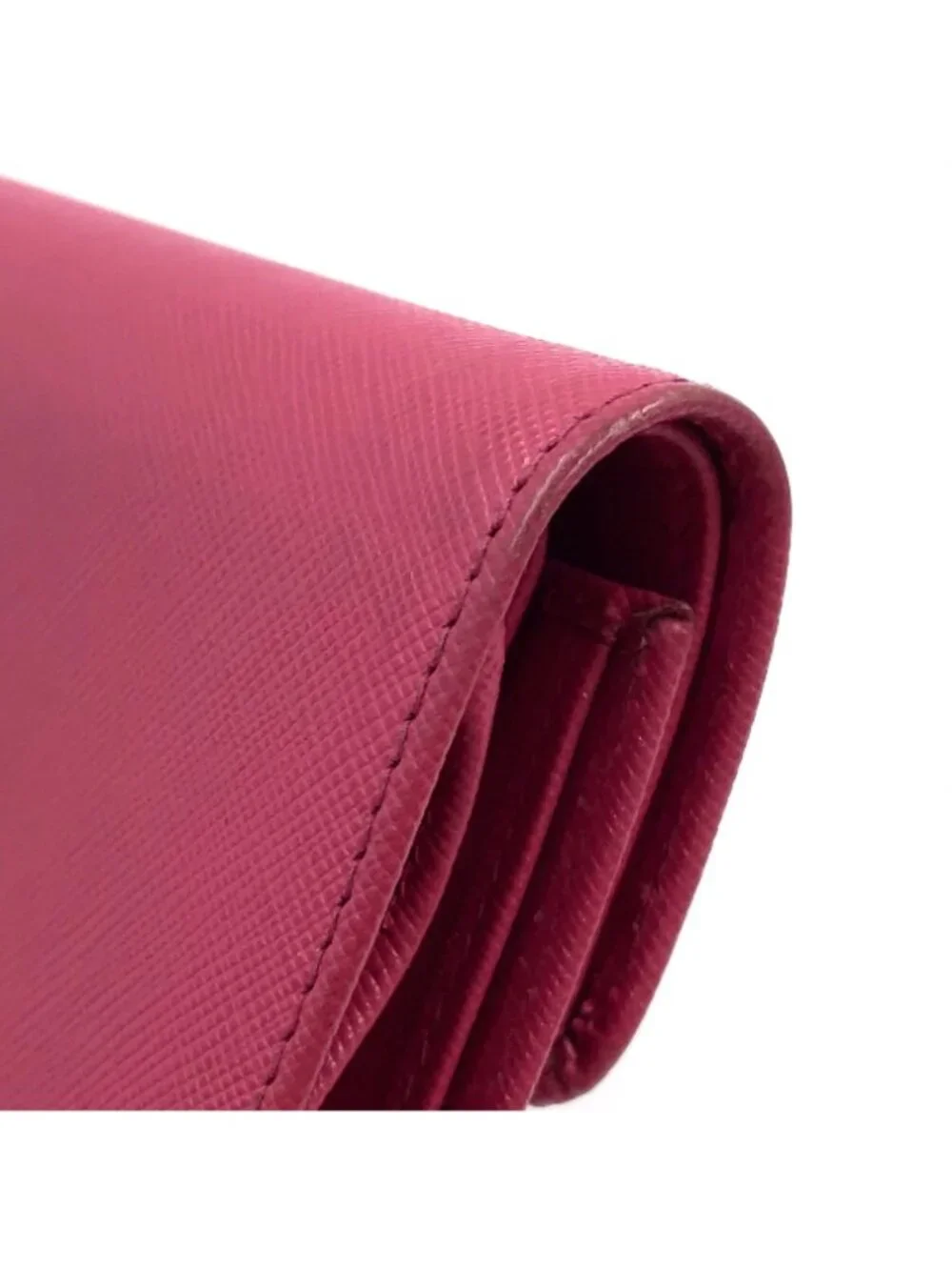 Prada Saffiano Fiocco Leather Pink Trifold Wallet Gold
